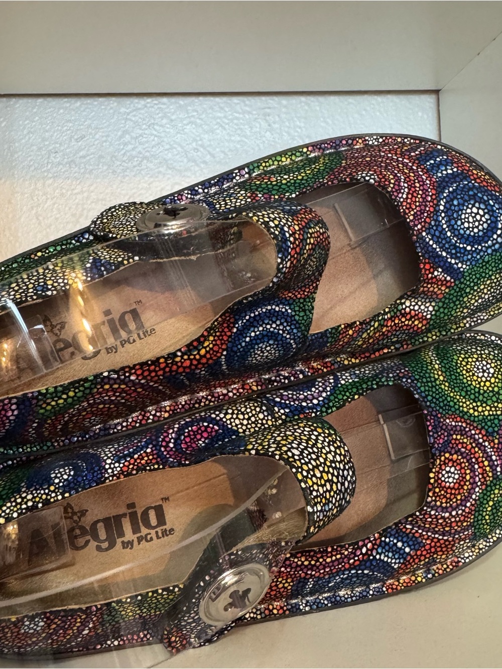 Alegria Womens Multicolor Leather Mary Jane Clogs Shoes Size 6 Colorful Comfort - Picture 10 of 14